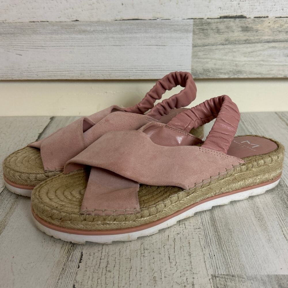 Marc Fisher women size 9 pink pella suede sling back espadrille sandal shoe